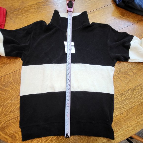 DONNI - Terry Half-Zip Pullover Black and Cream XSmall - Picture 11 of 14